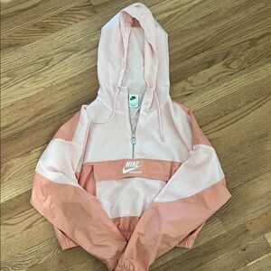 Nike Light Pink and Coral Hooded Windbreaker Pullover